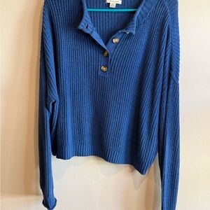 American Eagle Outfitters Textured Blue Knit Sweater